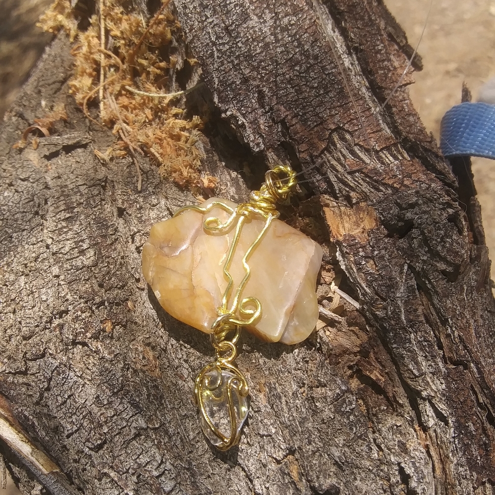 Wire wrapped natural stone Pendant